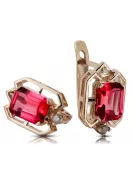 Des boucles d'oreilles Rubis Or rose 14 carats vintage d'origine Vintage vec020r